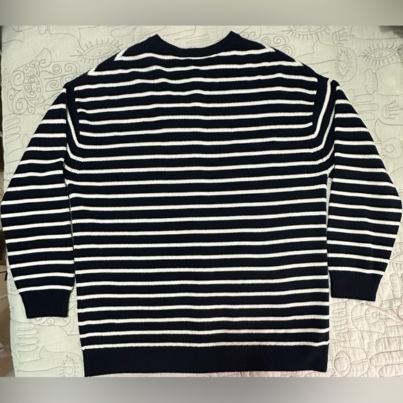 NWT The Kooples Striped Wool Cardigan Size 2 M Navy Cream Chain Oversized - Picture 8 of 14